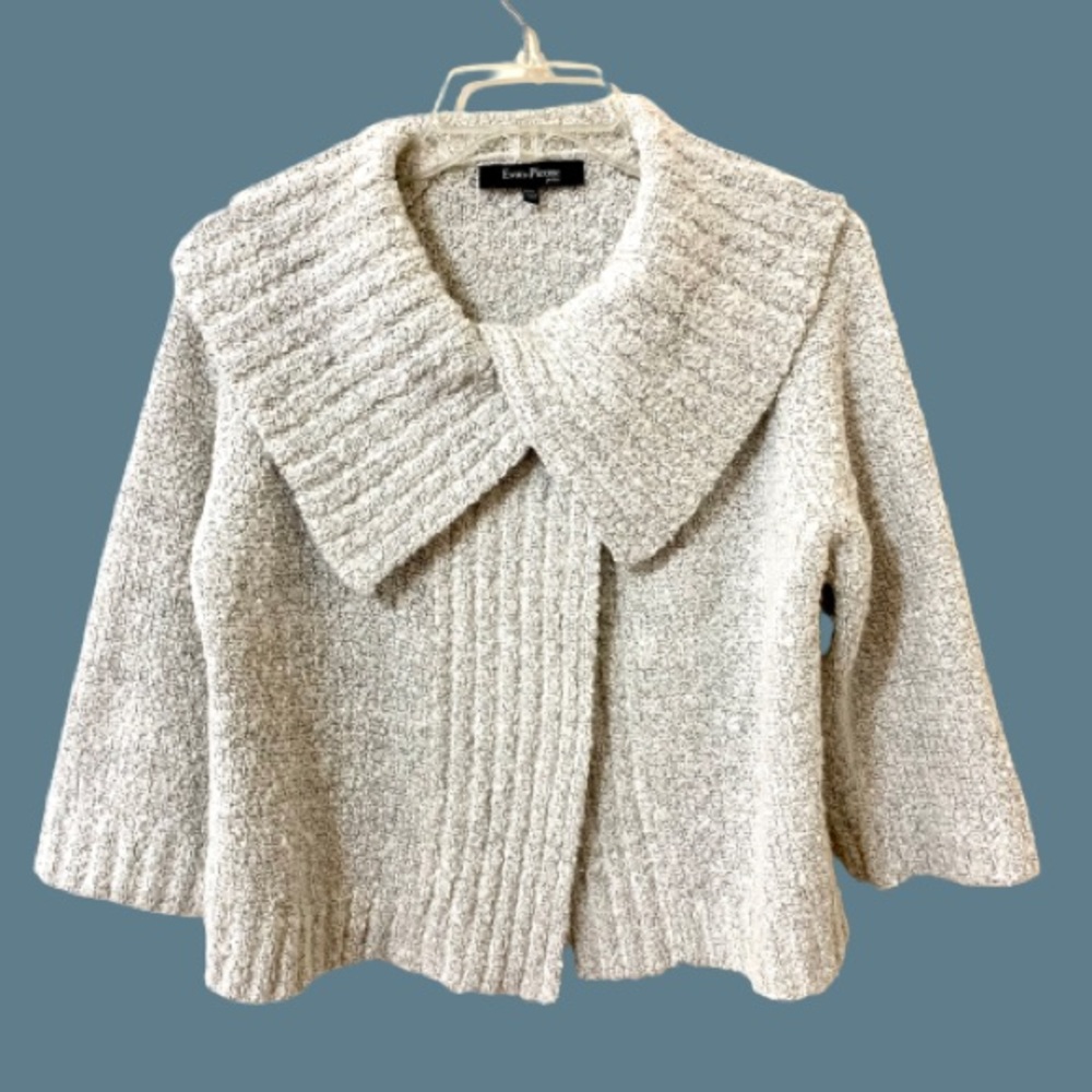 Evan Picone Sweater/Blazer Wool Blend Light Grey
